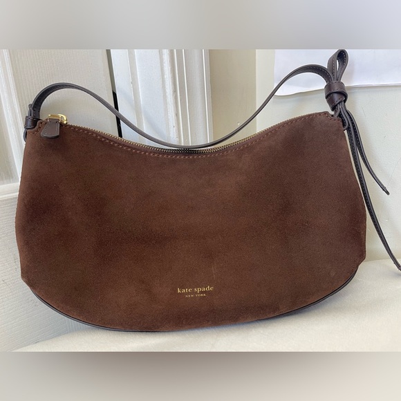 Kate Spade Loop Suede Chocolate Brown Hobo Bag EUC - Picture 2 of 9
